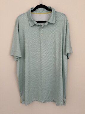 Maelreg Men’s Green Geometric Micro Print Performance Golf Polo Shirt 2XL